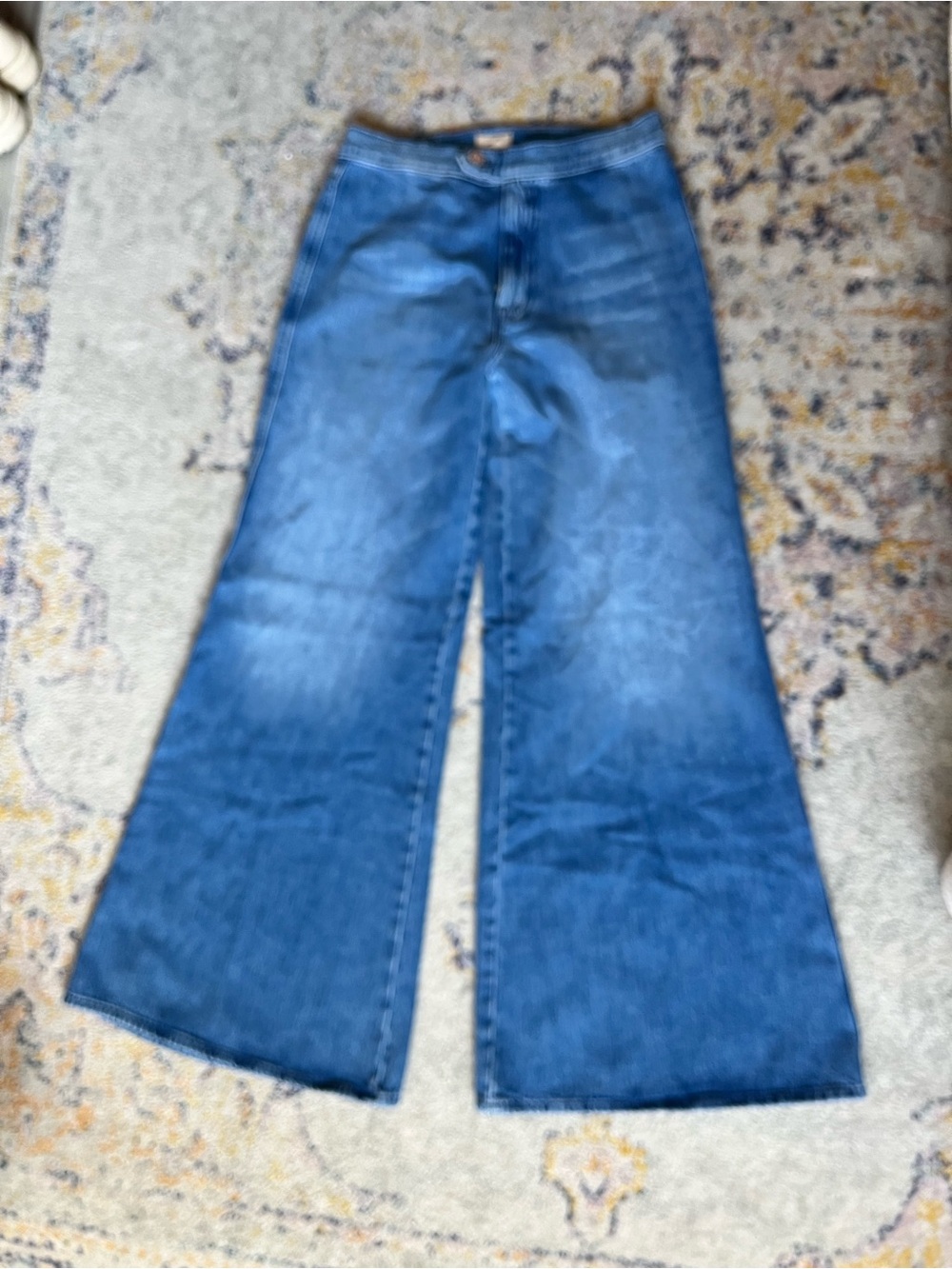MOTHER Wide-Leg Flare Jeans in Indigo Blue